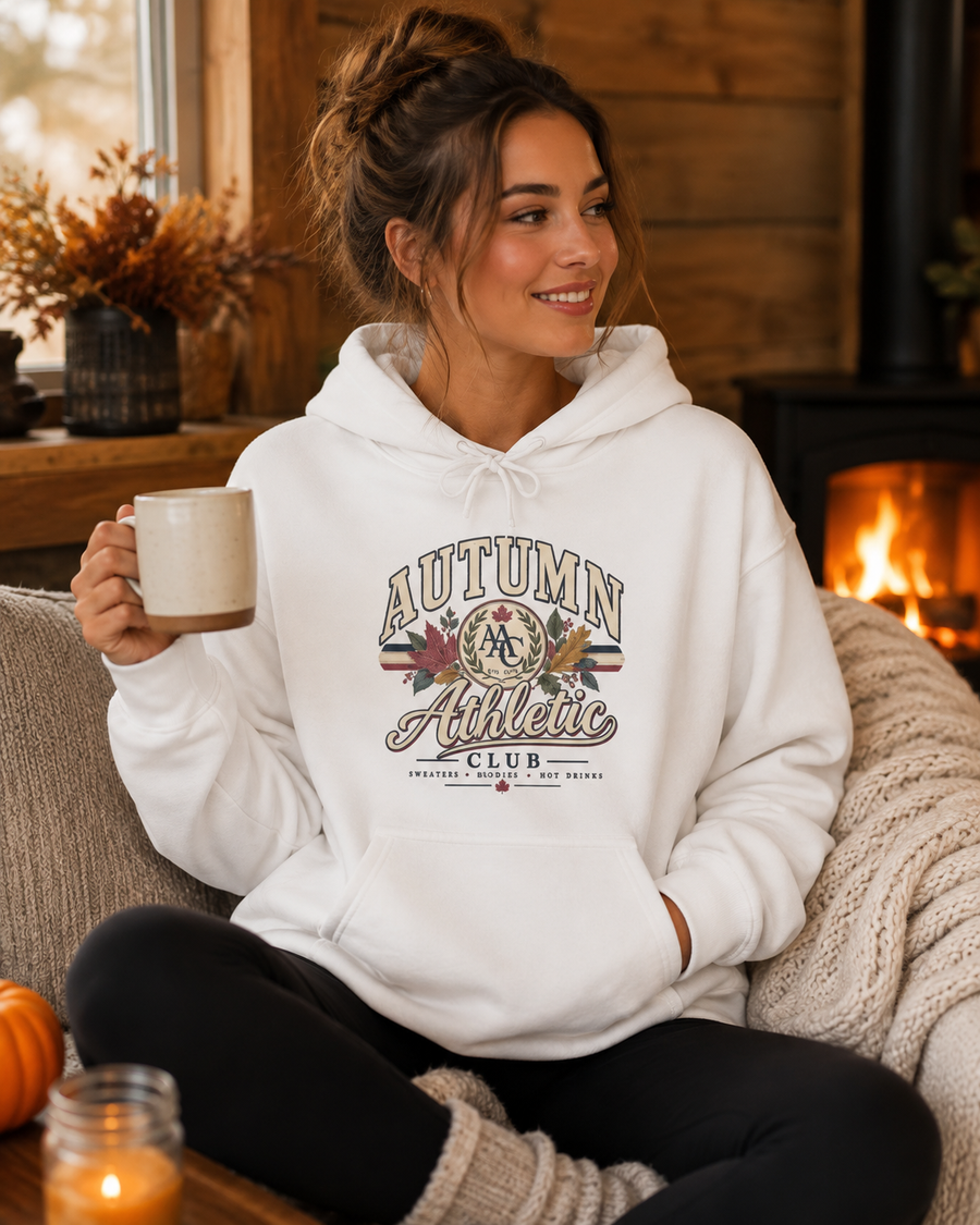 Autumn Athletic Club Hoodie 1— Vintage Fall Leaves Sweatshirt - No Safe Tee's