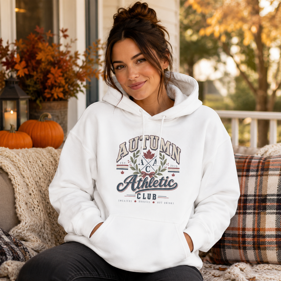 AUTUMN ATHLETIC MAPLE LEAF HOODIE 3 — Vintage Fall Leaf Sweatshirt - No Safe Tee's