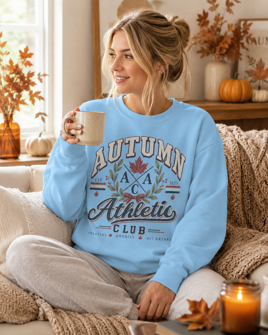 AUTUMN ATHLETIC MAPLE LEAF Sweatshirt 3 — Cozy Fall Crewneck - No Safe Tee's