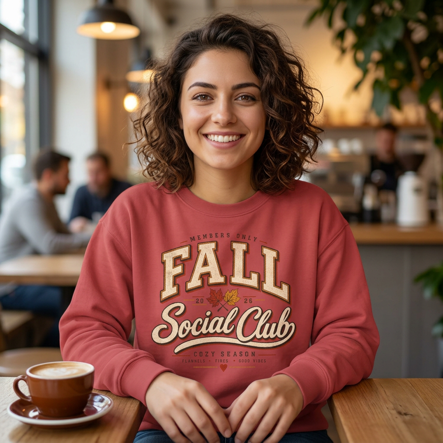Fall Social Club 2 Sweatshirt — Cozy Autumn Graphic Pullover - No Safe Tee's