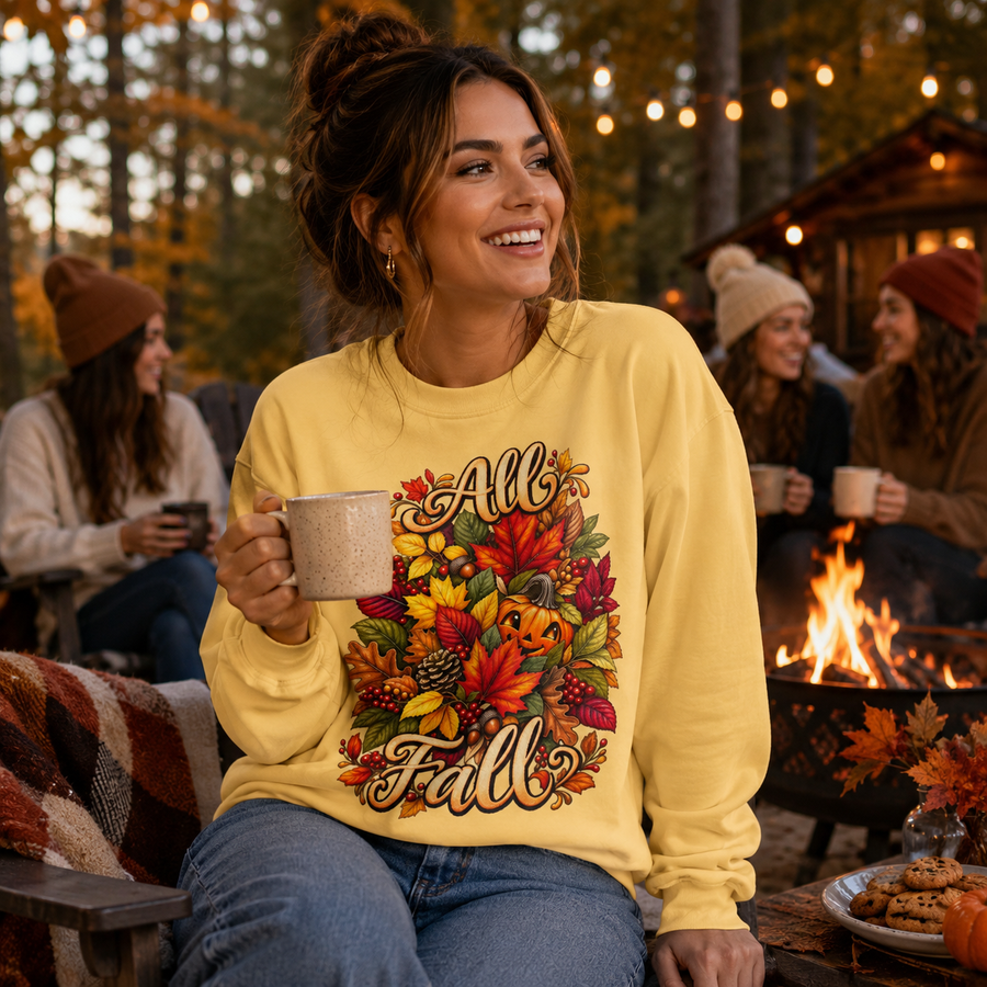 Fall Leaves Sweatshirt - "All Fall" Autumn Floral Pullover