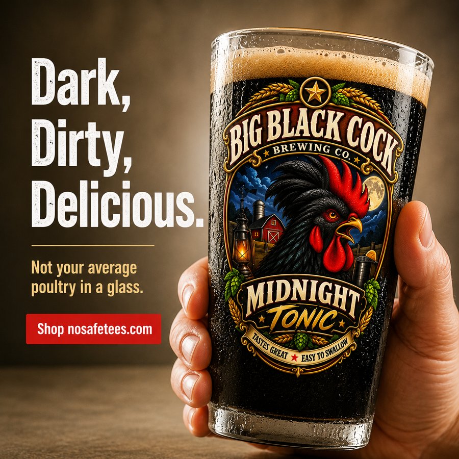"Big Black Cock Brewing Co. Midnight Tonic" Beer Pint Glass, 16oz
