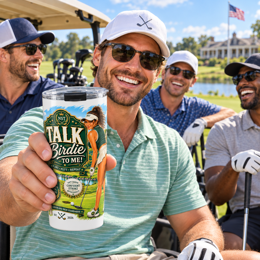 "Talk Birdie To Me" Golf Pin-Up 20oz Insulated Tumbler