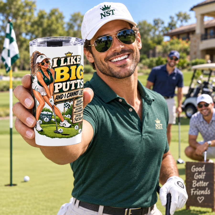 Golf Tumbler 20oz – "I Like Big Putts" Funny Golfer Travel Cup