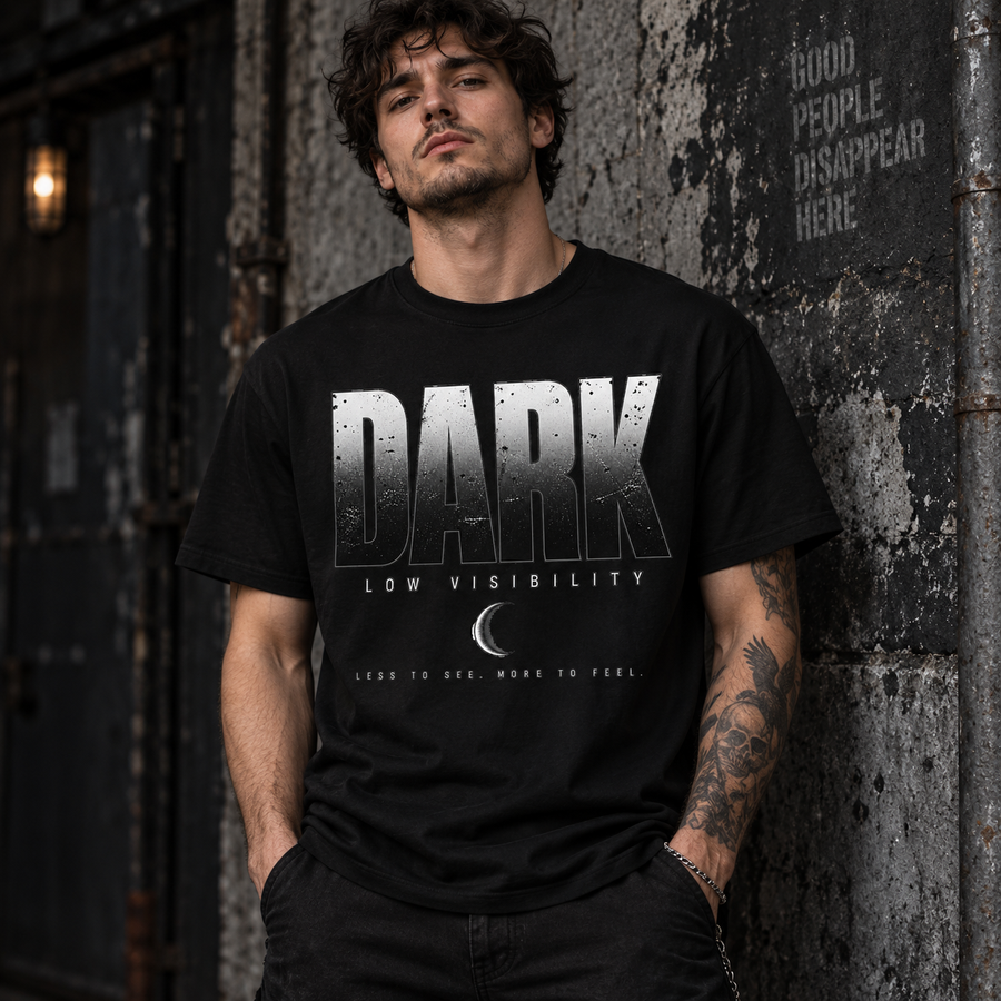 Dark Low Visibility T‑Shirt — Moon Graphic Tee