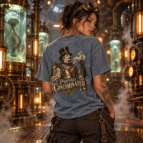 Odd Gear - Properly Contaminated- Unisex Mineral Wash Raw Edge T-Shirt