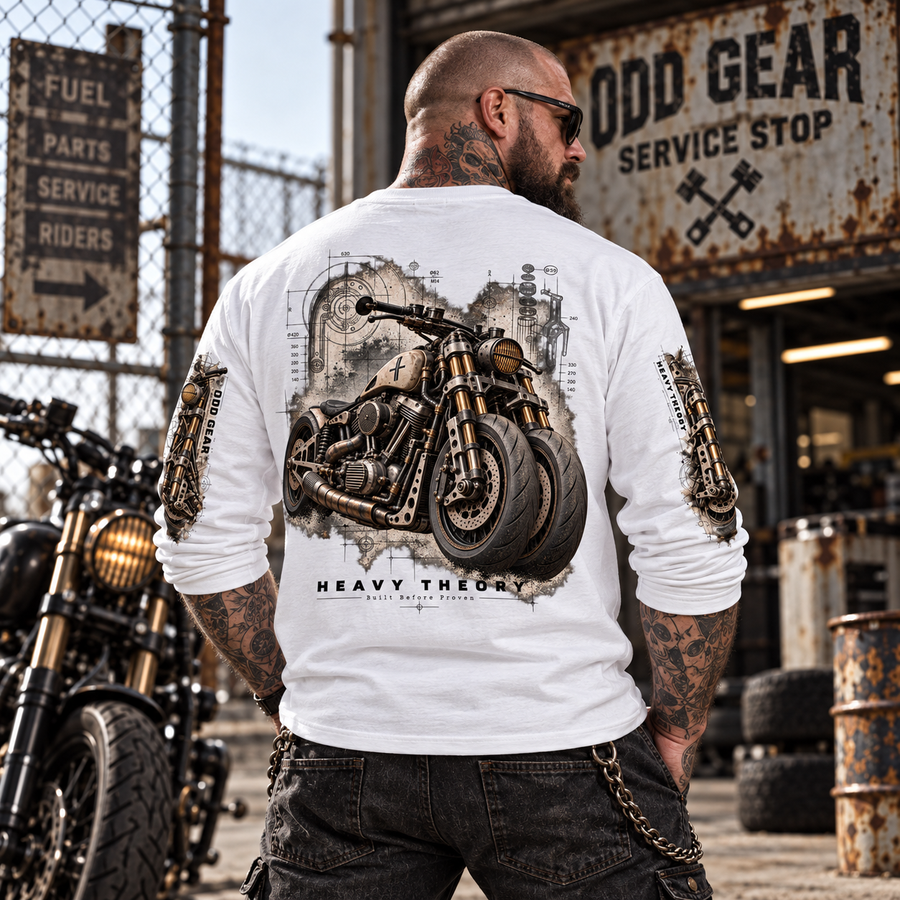 Odd Gear - Heavy Theory - Biker Oversized Unisex Long Sleeve T-Shirt