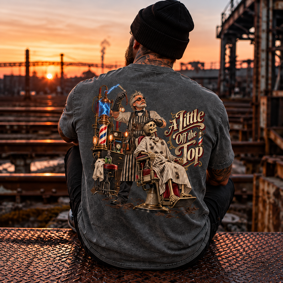 Odd Gear- Barber-Unisex Vintage Wash Boxy T-Shirt
