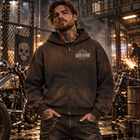 Odd Gear - Dirty Knees Hoodie - unisex sun-faded distressed full-zip hoodie – view 2