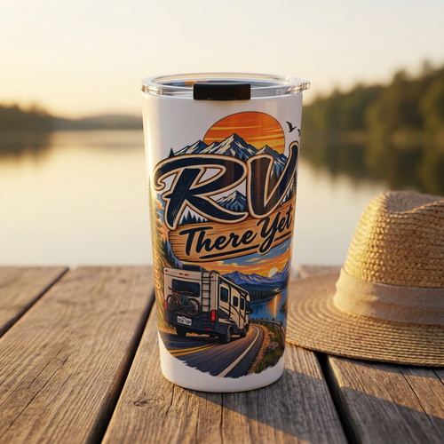 RV There Yet? 20oz Travel Tumbler — Scenic Camper Road Trip Insulated Cup