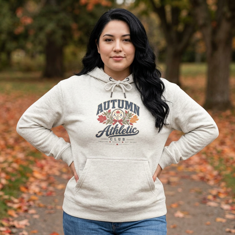 Autumn Athletic Club Hoodie 2 — Cozy Fall Wreath Fleece Pullover - No Safe Tee's