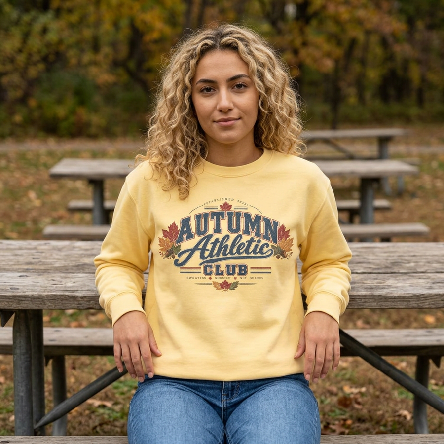 AUTUMN ATHLETIC CLUB BOLD 4 Sweatshirt — Vintage Fall Leaves Crewneck - No Safe Tee's