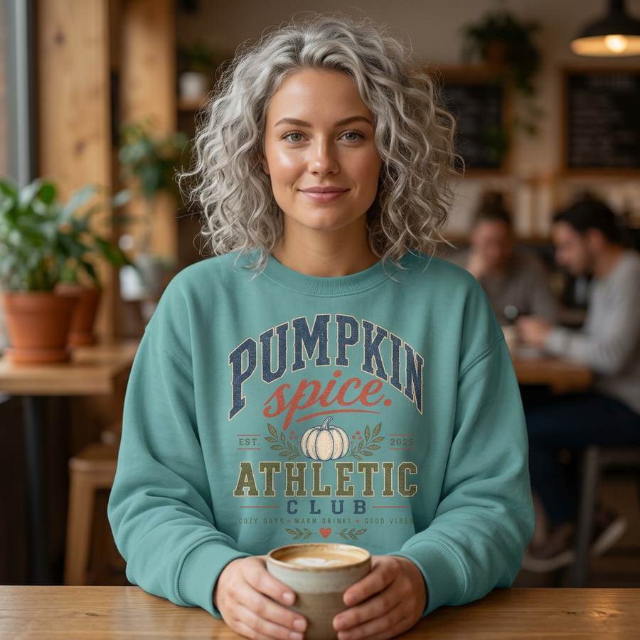 Pumpkin Spice Athletic 6 Club Sweatshirt — Cozy Fall Pullover - No Safe Tee's