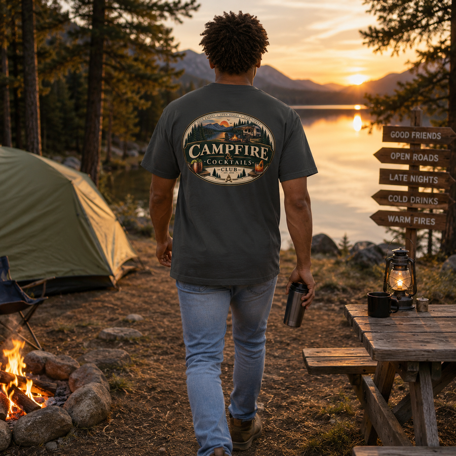 Campfire Cocktails Club T-Shirt — "Dirty Witch" Vintage Camping Graphic - No Safe Tee's
