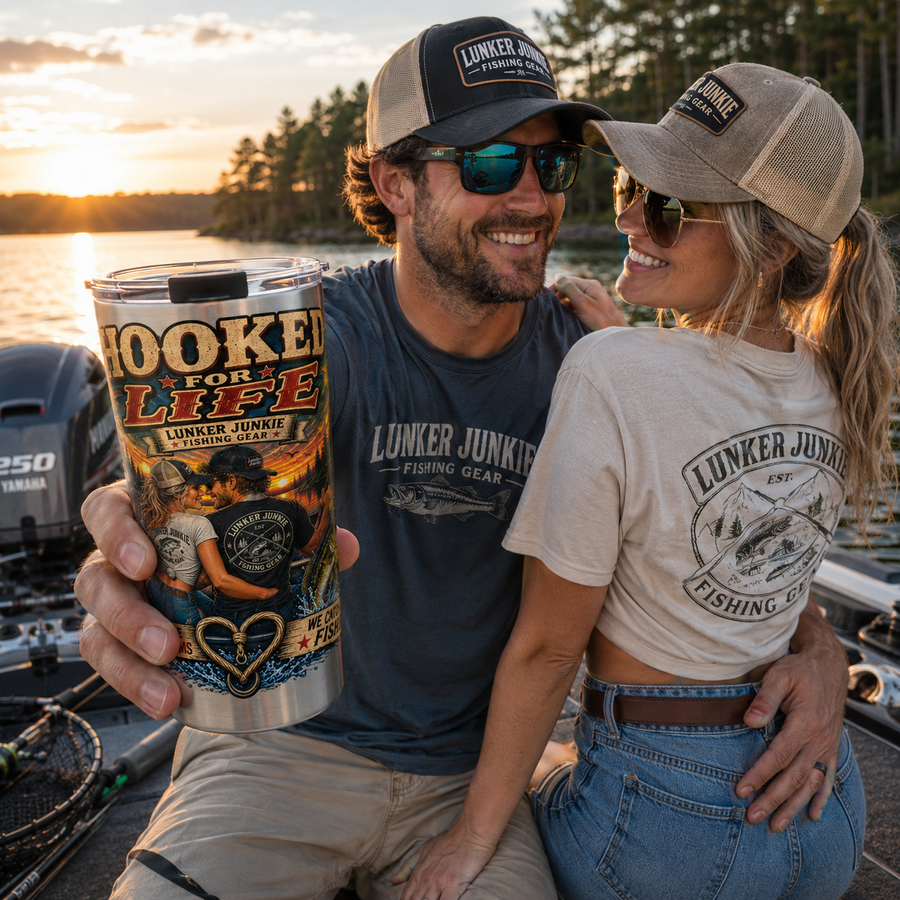 Fishing Couple 'Hooked for Life' 20oz Tumbler - No Safe Tee's