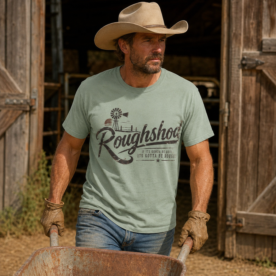 Roughshod Vintage Western T-Shirt — "Roughshod" Graphic Farm Ranch Tee - No Safe Tee's