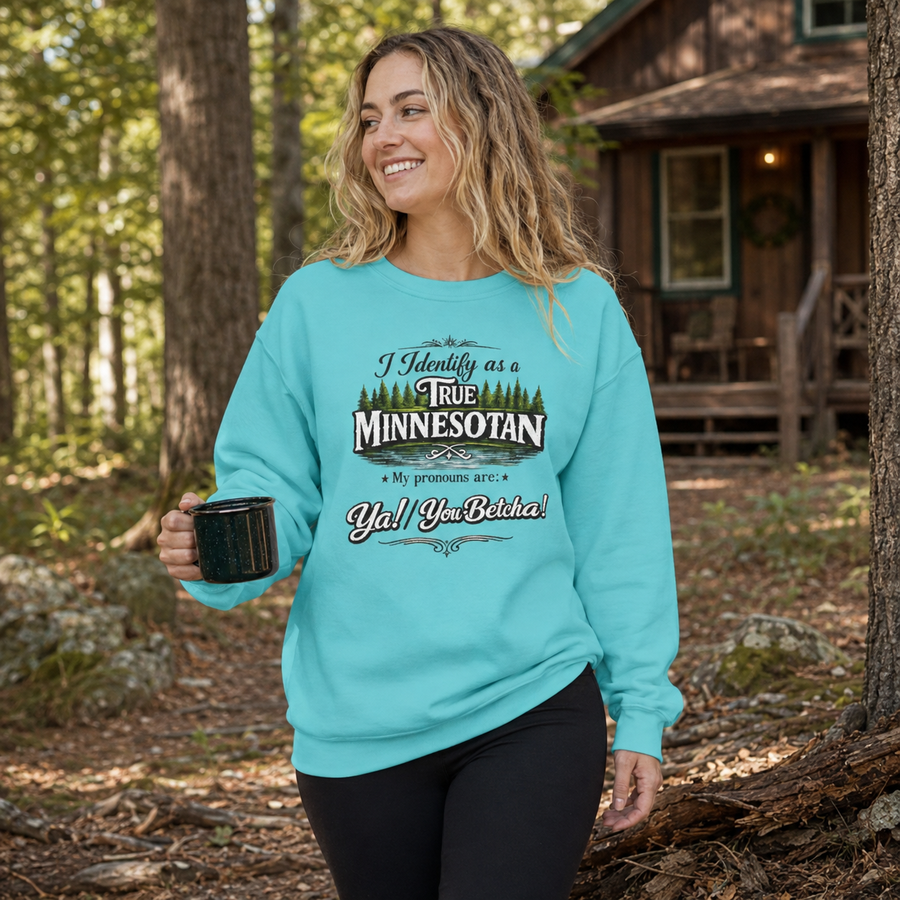Minnesotan Sweatshirt - "I Identify as a True Minnesotan" Graphic Crewneck