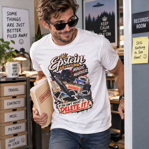Graphic T-Shirt — 'Magic Marker' Retro Ephebe Design ("If You Can't Repeat It... Delete It!")