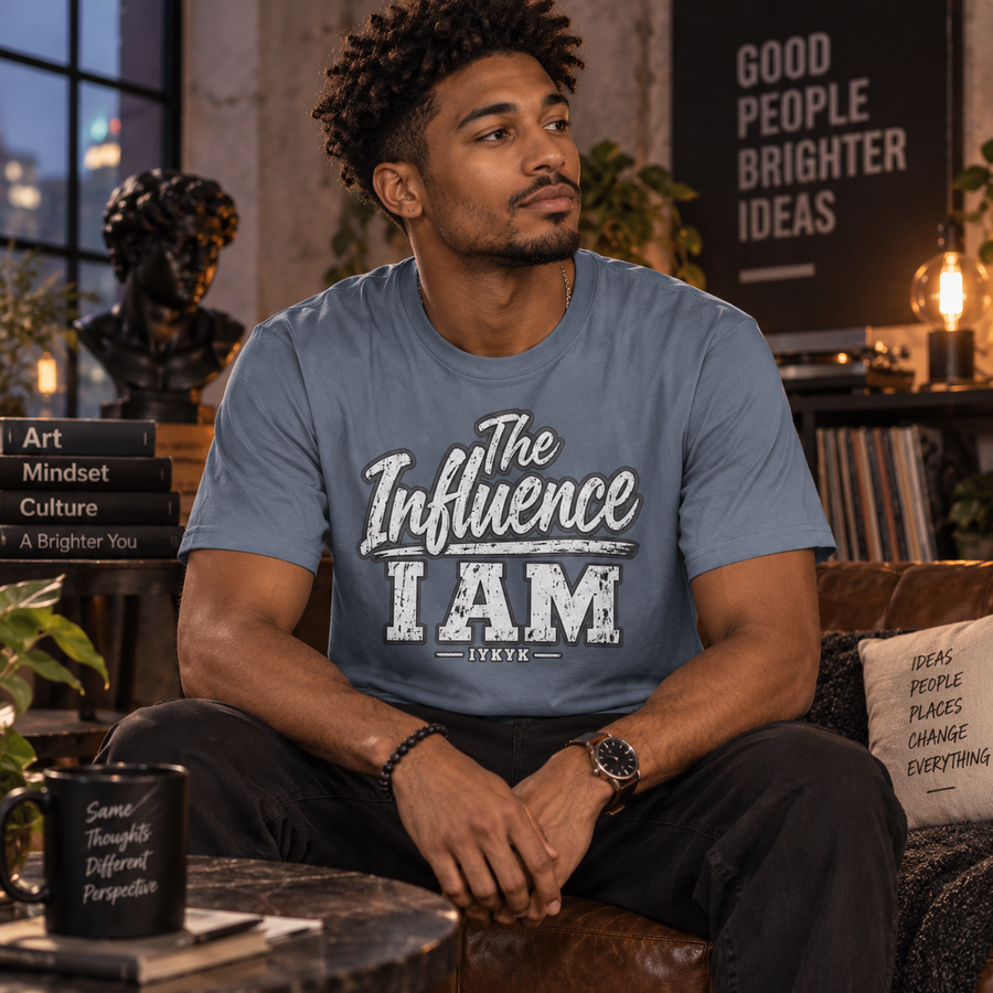 Influence I AM Graphic T-Shirt — Vintage Script Motivational Tee