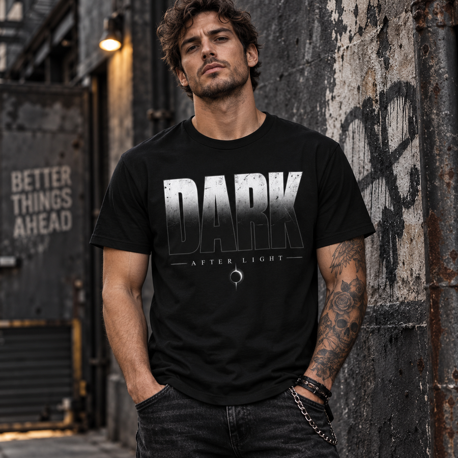 Dark After Light T-Shirt — Uni-sex Grunge Typographic Graphic Tee