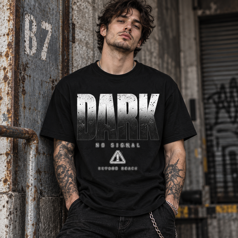 Dark No Signal Graphic T-Shirt — Bold Ombre "DARK" Print