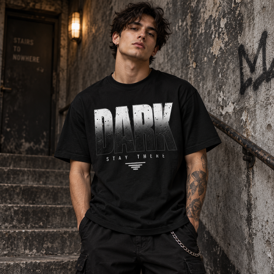 Dark  Stay There Gradient Graphic T-Shirt — "DARK" Typography Tee