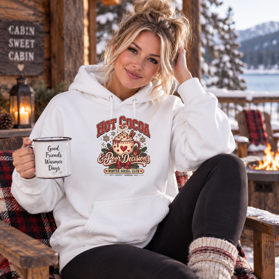 Hot Cocoa & Sweet Decisions Retro Valentine Graphic Hoodie
