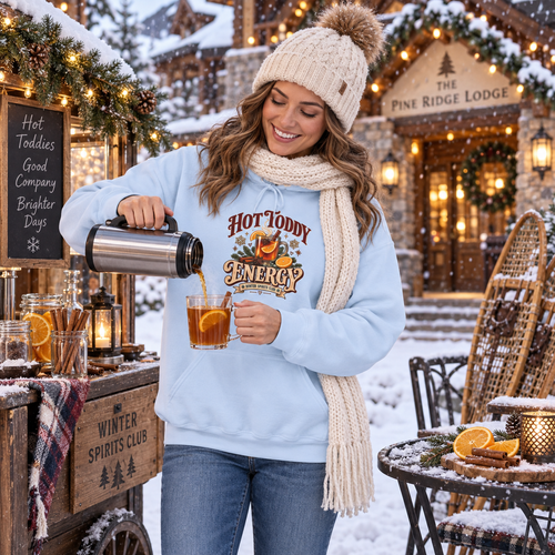Hot Toddy Energy Hoodie – Cozy Winter Tea & Whiskey Graphic Sweatshirt