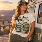 Higher Things Ahead T-Shirt — Vintage VW Camper Road Trip Graphic Tee – view 5