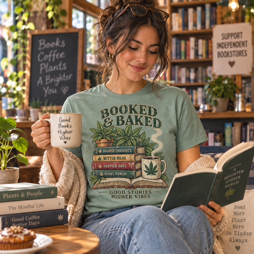 Booked & Baked T-Shirt — Book Lover Cannabis Graphic Tee