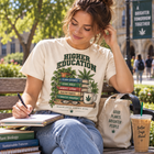 Higher Education T-Shirt — 'Higher Education' Plant & Cannabis Book Stack Graphic Tee – view 9