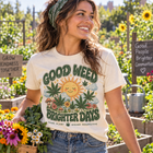 Good Weed Brighter Days T-Shirt — Retro Sun & Cannabis Graphic Tee – view 9