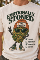 Emotionally Stoned T-Shirt – Funny Cannabis Nug Character Tee – view 10