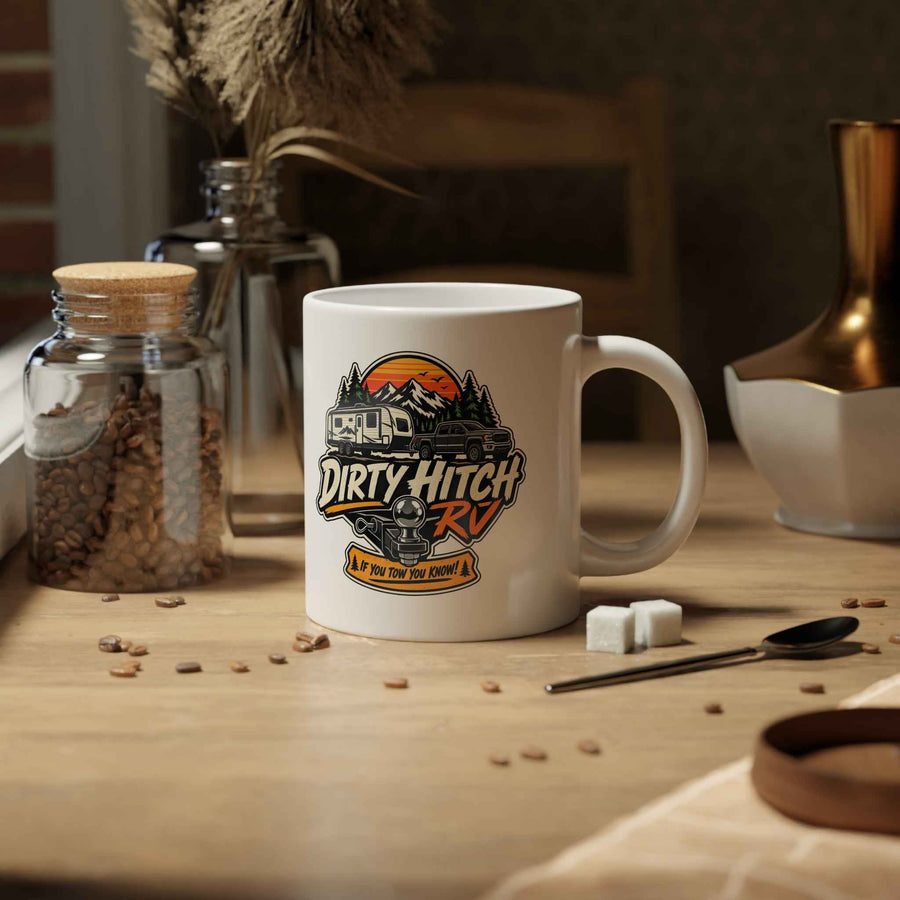 RV Theme Jumbo Coffee Mug - Dirt Hitch RV 20 oz Vintage Adventure Camper