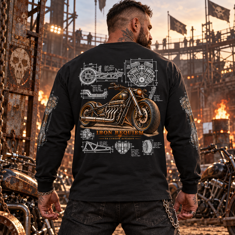 Odd Gear - Iron Requiem - Biker Oversized Unisex Long Sleeve T-Shirt